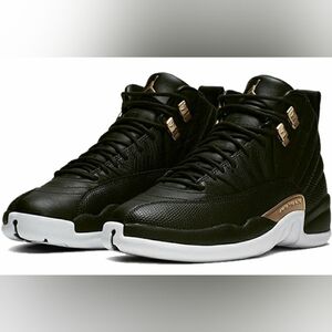 Air Jordan 12 Retro Black and Gold Sneakers